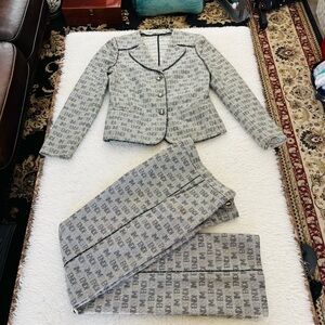 Fendi Gray Logo-Print Jacket and Matching Pants Set